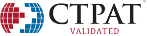 CTPAT - Customs Trade Partnership Against Terrorism - validated logo with a red and blue stylized globe design.