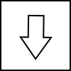 White downward arrow inside a black square.